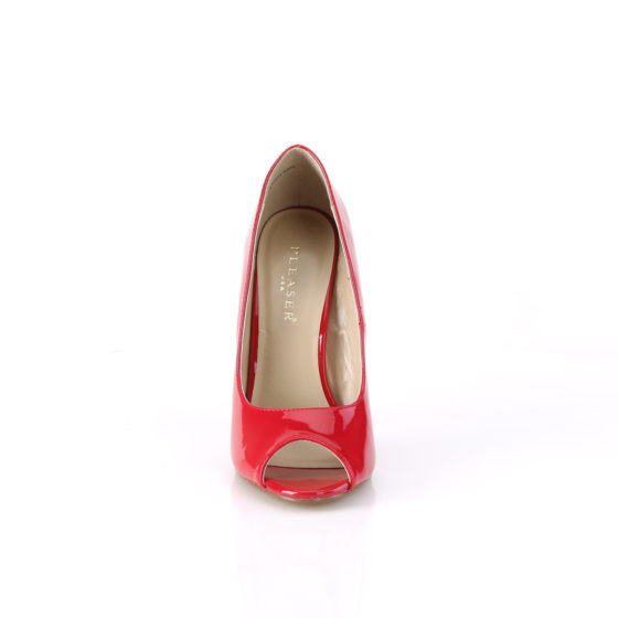 Pleaser Sexy-42 Red Patent High Heel Peep Toe Court Shoes